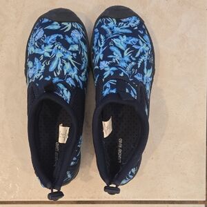 Lands' End Navy & Blue Floral Slip-On Water Shoes